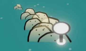 A dirt mound in the game with a white lamp on a post beside it.